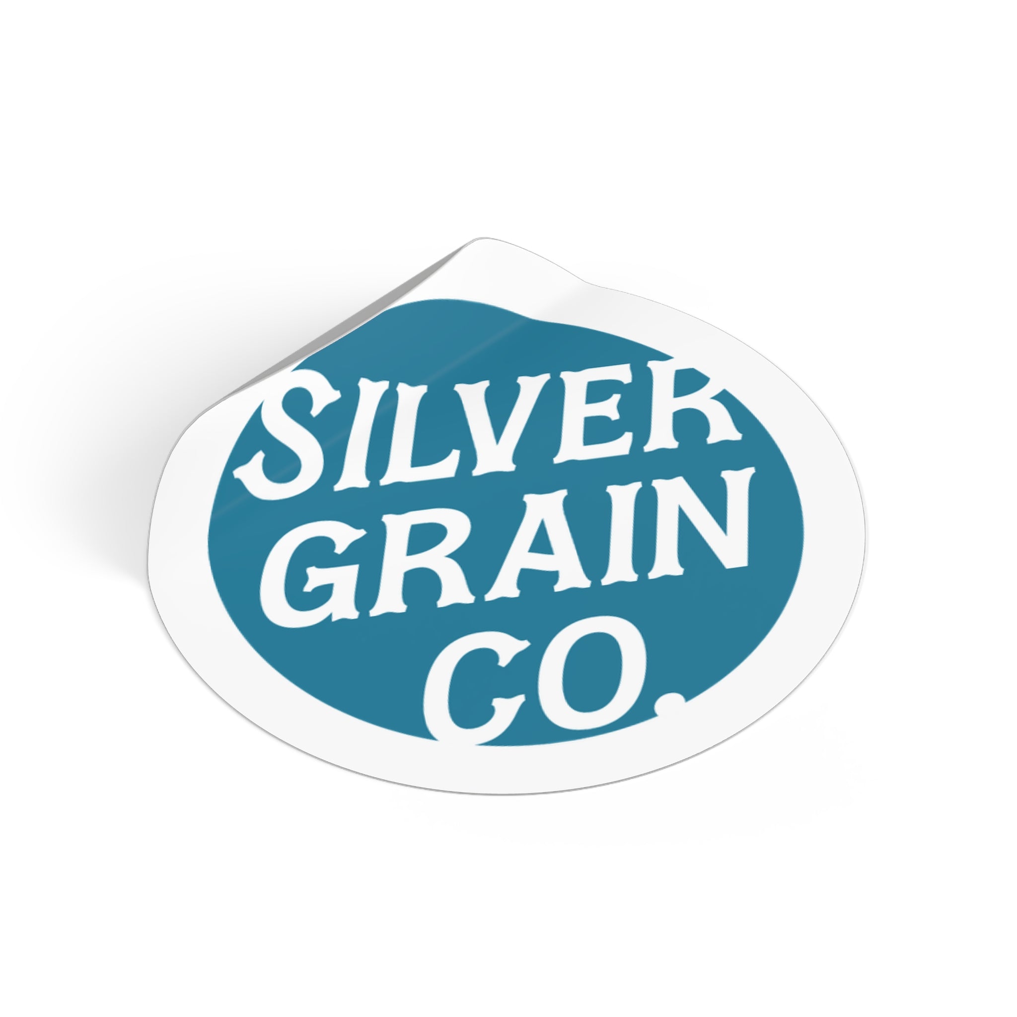 Silver Grain Co. Round Vinyl Sticker — Retro Teal Logo Decal