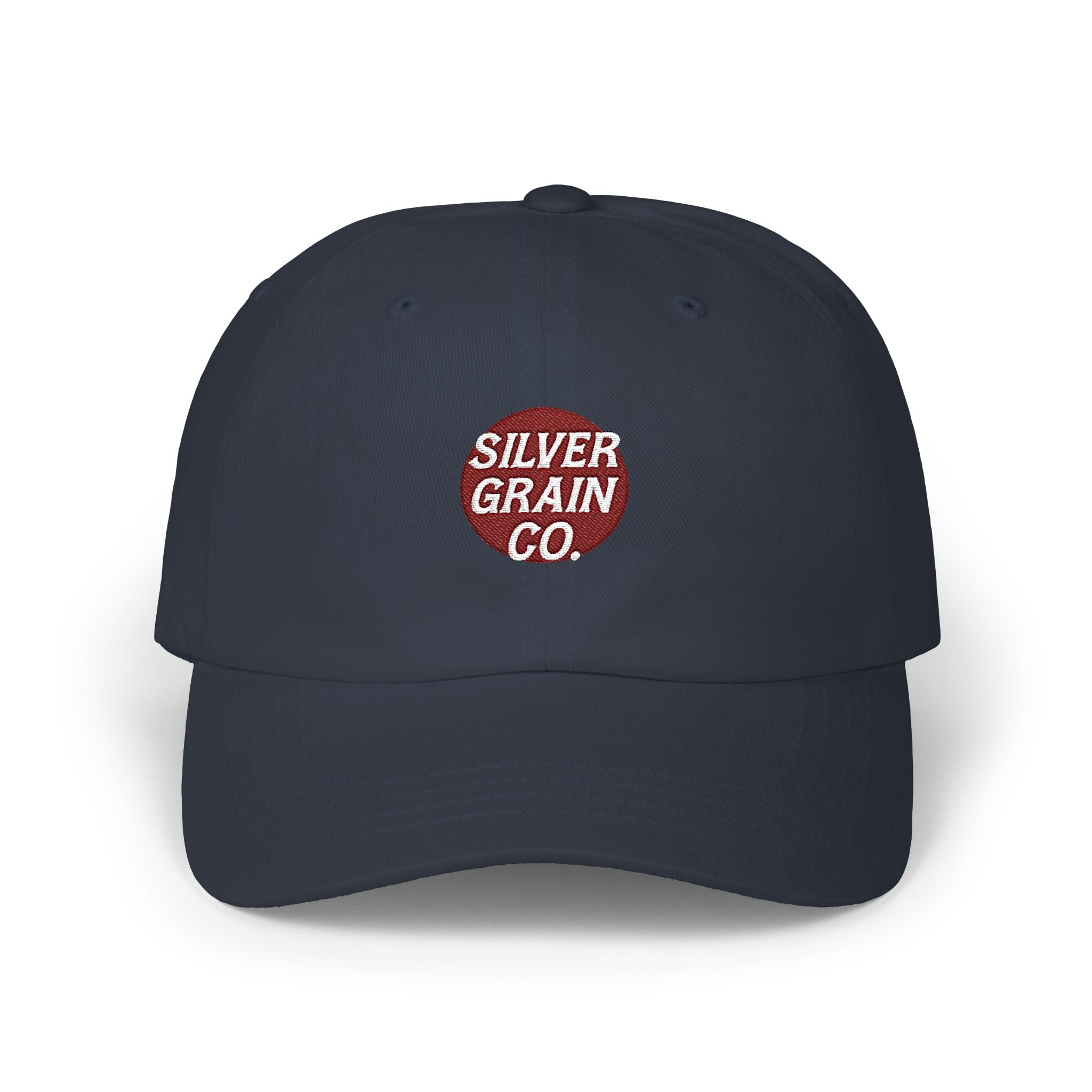 Classic Dad Cap – "Silver Grain Co" Embroidered Logo Hat