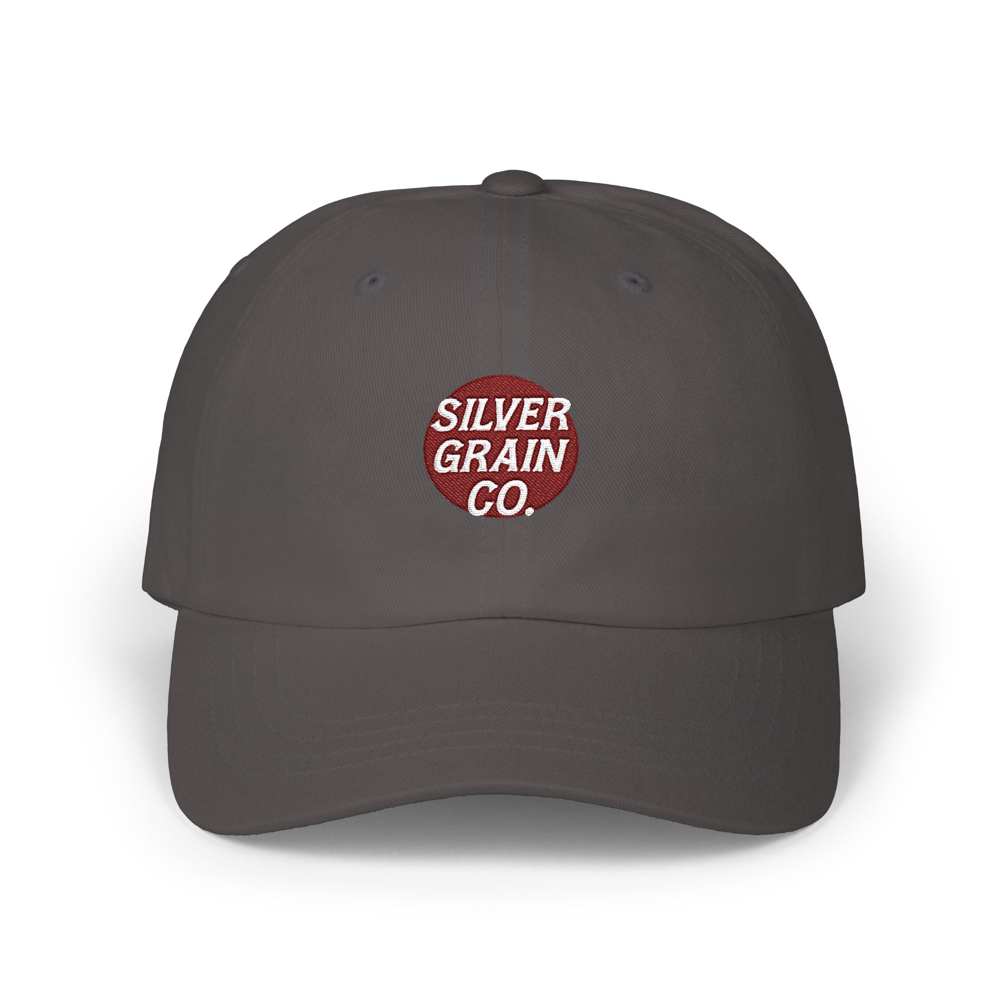 Classic Dad Cap – "Silver Grain Co" Embroidered Logo Hat