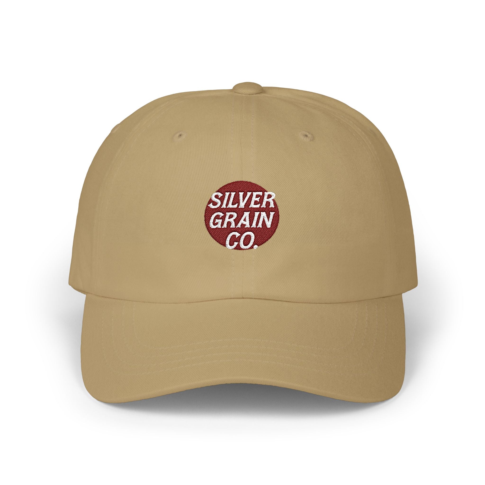 Classic Dad Cap – "Silver Grain Co" Embroidered Logo Hat
