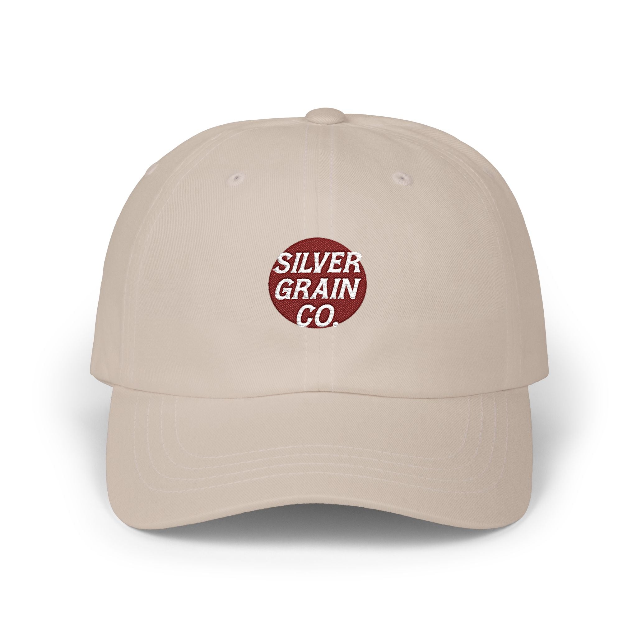 Classic Dad Cap – "Silver Grain Co" Embroidered Logo Hat